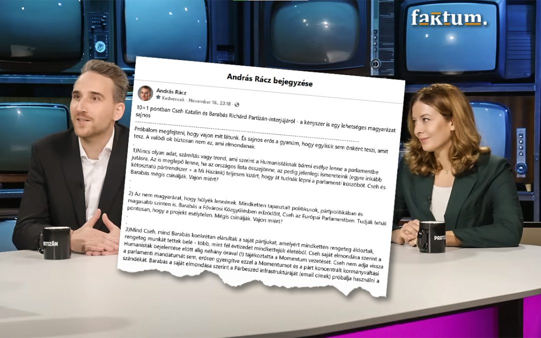 Sugalmazás helyett tények: mit nem mondott Cseh Katalin és Barabás Richárd a Partizán-interjúban?